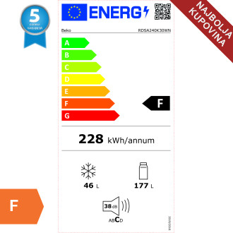 BEKO RDSA240K30WN Kombinovani frižider